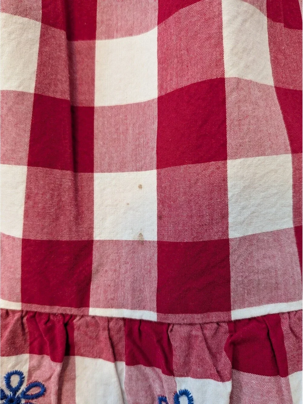 Gymboree Girl's 6 Red and White Gingham Dress with Blue Floral Trim Accessories